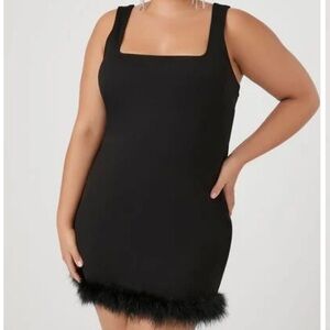 Faux-Fur Trim Mini Dress